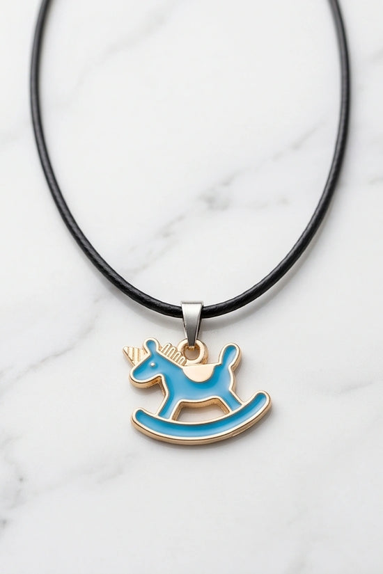 Gold and Turquoise Rocking Unicorn Necklace