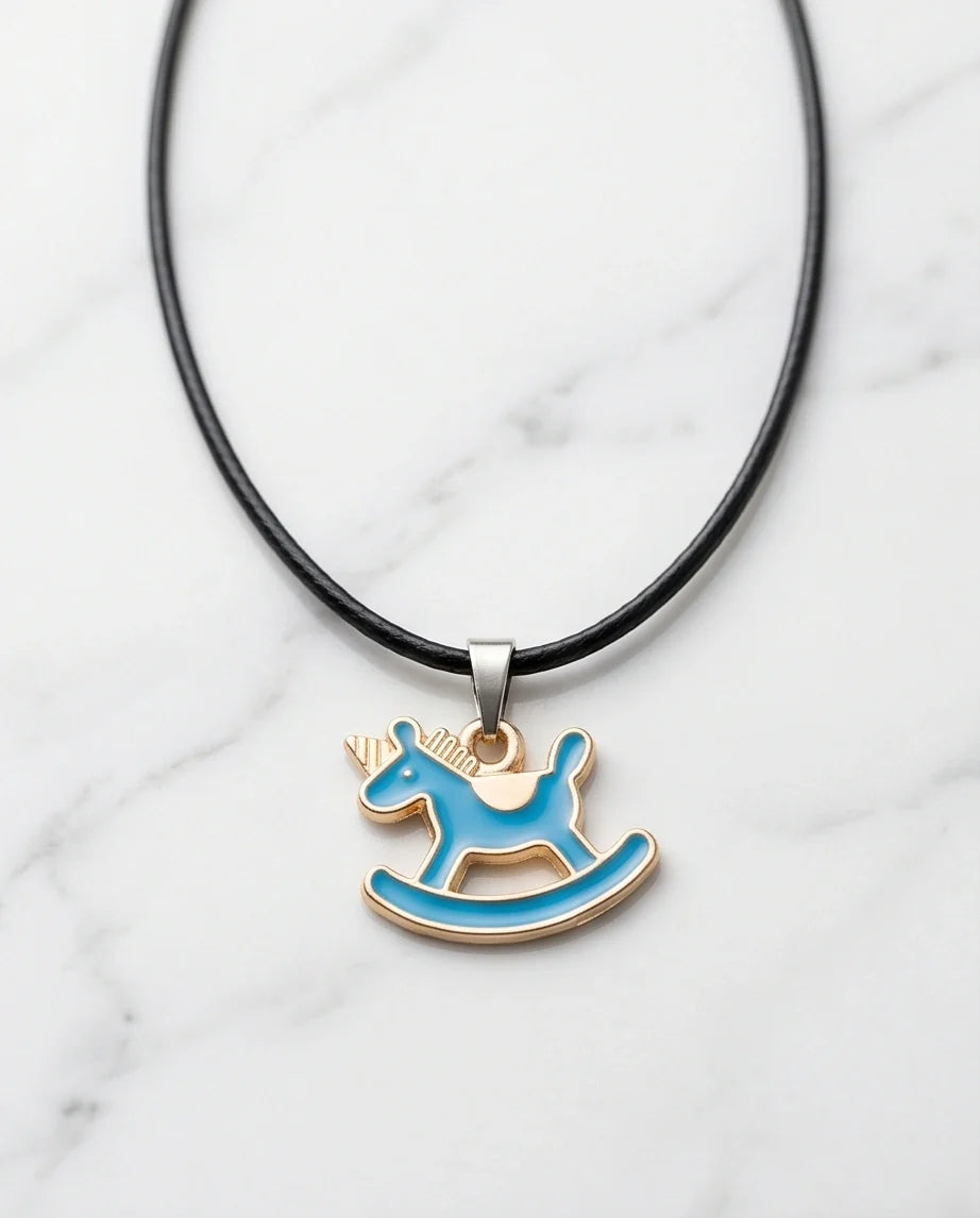 Gold and Turquoise Rocking Unicorn Necklace