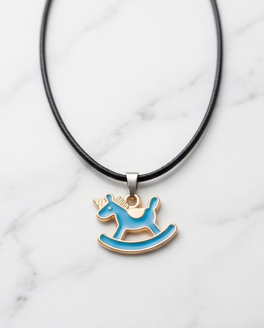 Gold and Turquoise Rocking Unicorn Necklace