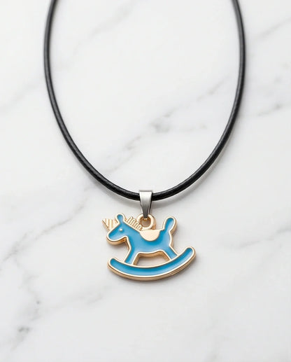 Gold and Turquoise Rocking Unicorn Necklace
