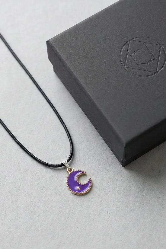 Celestial Purple Crescent Moon Pendant
