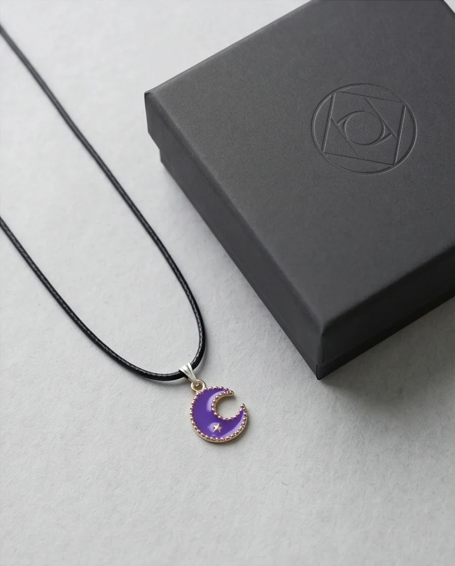 Celestial Purple Crescent Moon Pendant