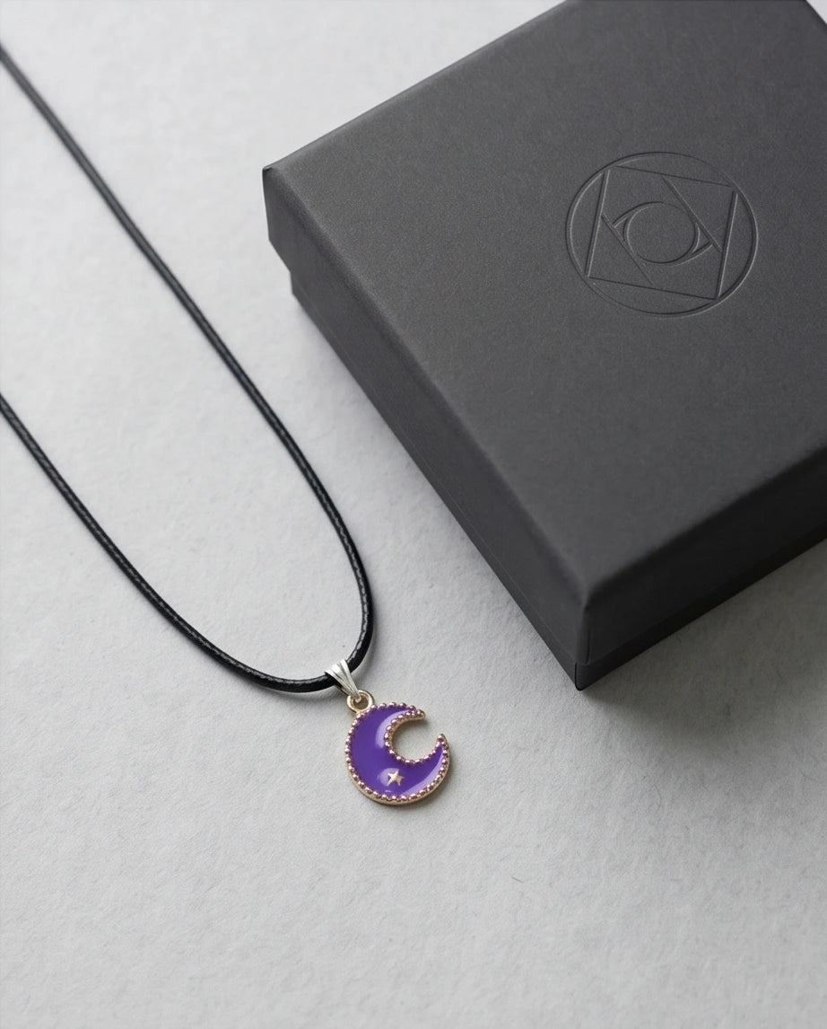 Celestial Purple Crescent Moon Pendant