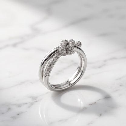Pavé Tied-Knot Dual Band Ring
