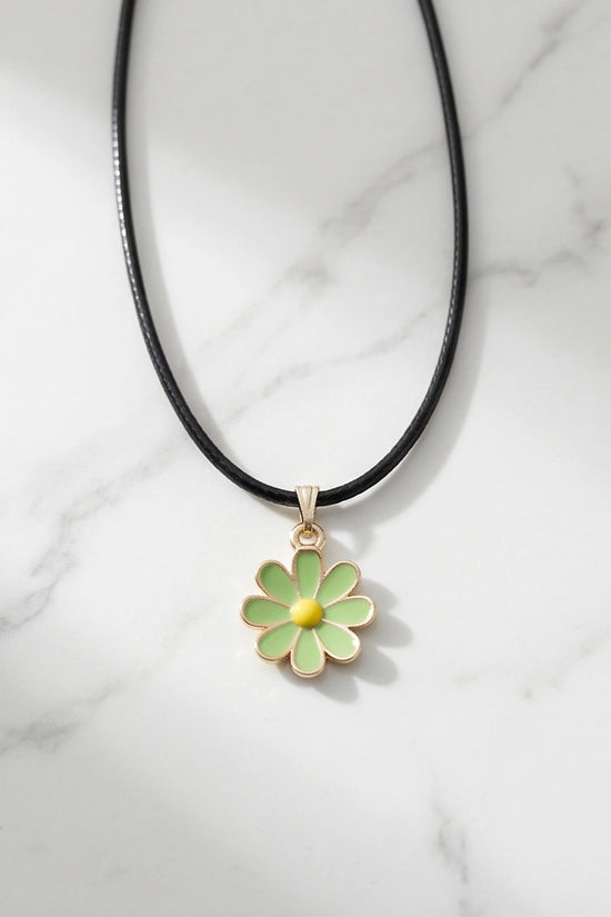 Gold and Light Green Daisy Necklace