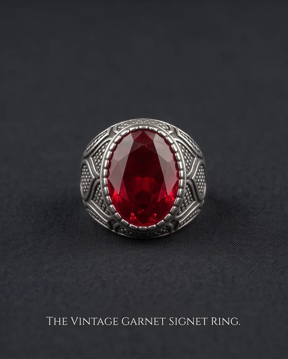 Ruby Gemstone Beaded Bezel Scale-Lattice Silver Ring