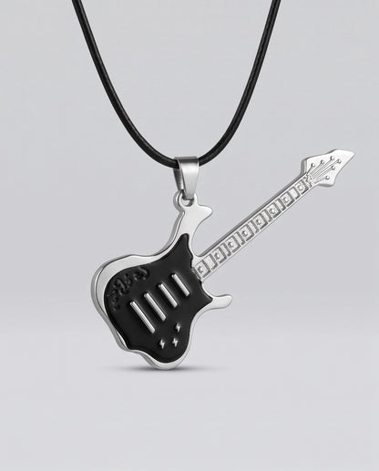Black and Silver Electric Guitar Cord Necklace