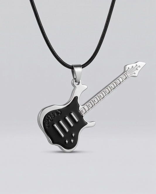 Black and Silver Electric Guitar Cord Necklace