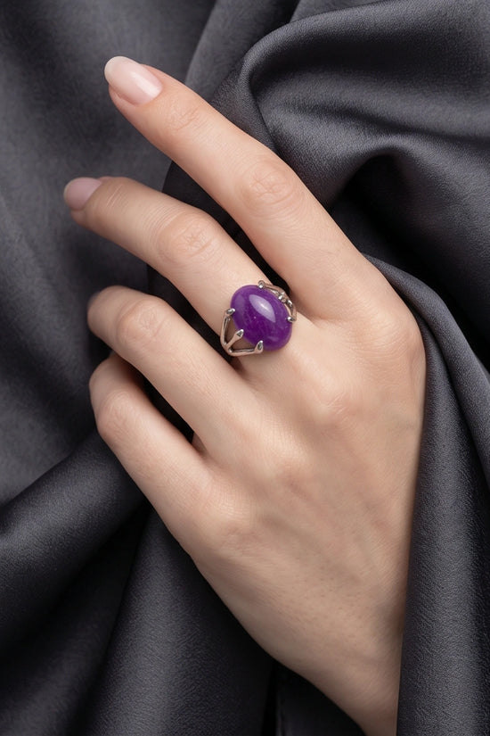 Vibrant Orchid Jade Statement Ring