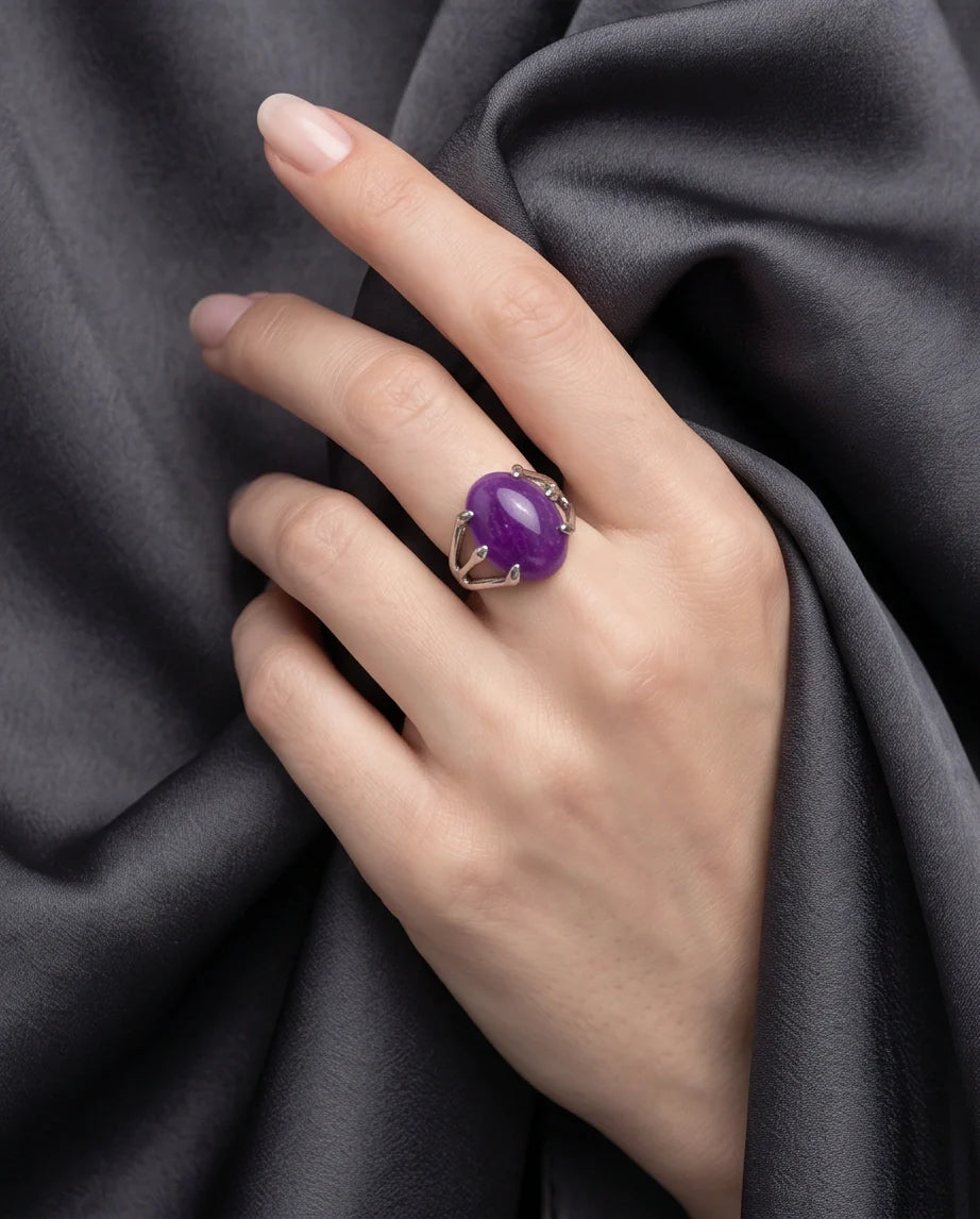 Vibrant Orchid Jade Statement Ring