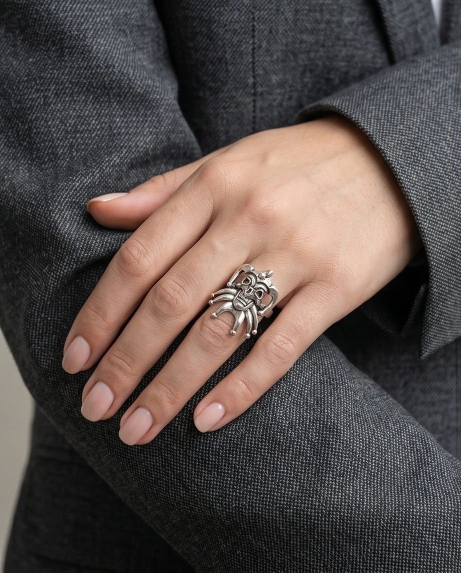 Gothic Sterling Silver Evil Jester Skull Ring