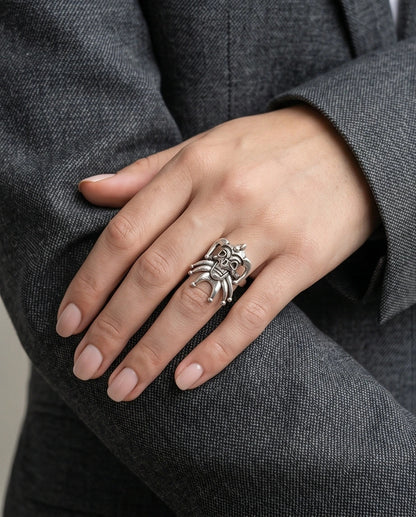 Gothic Sterling Silver Evil Jester Skull Ring