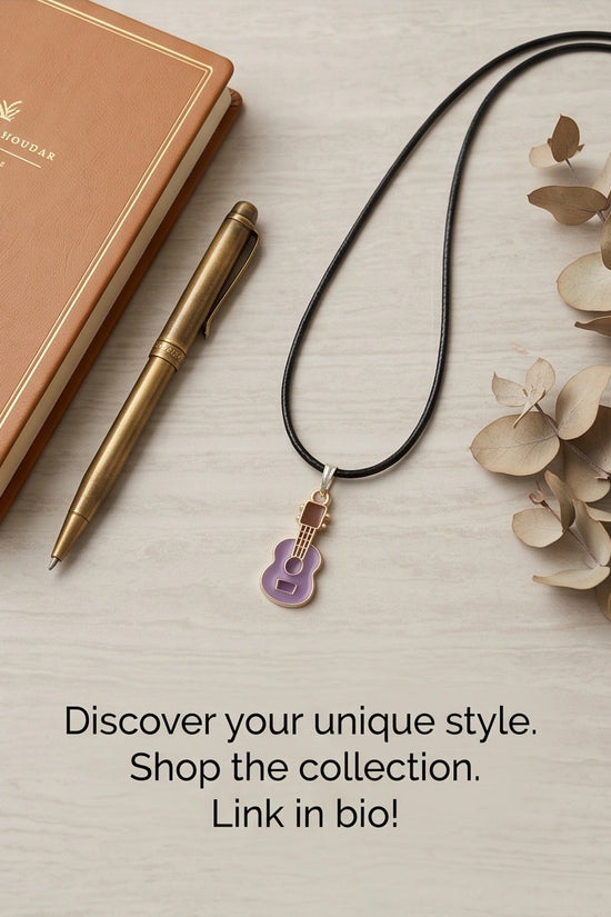 Gold and Purple Acoustic Guitar Necklace