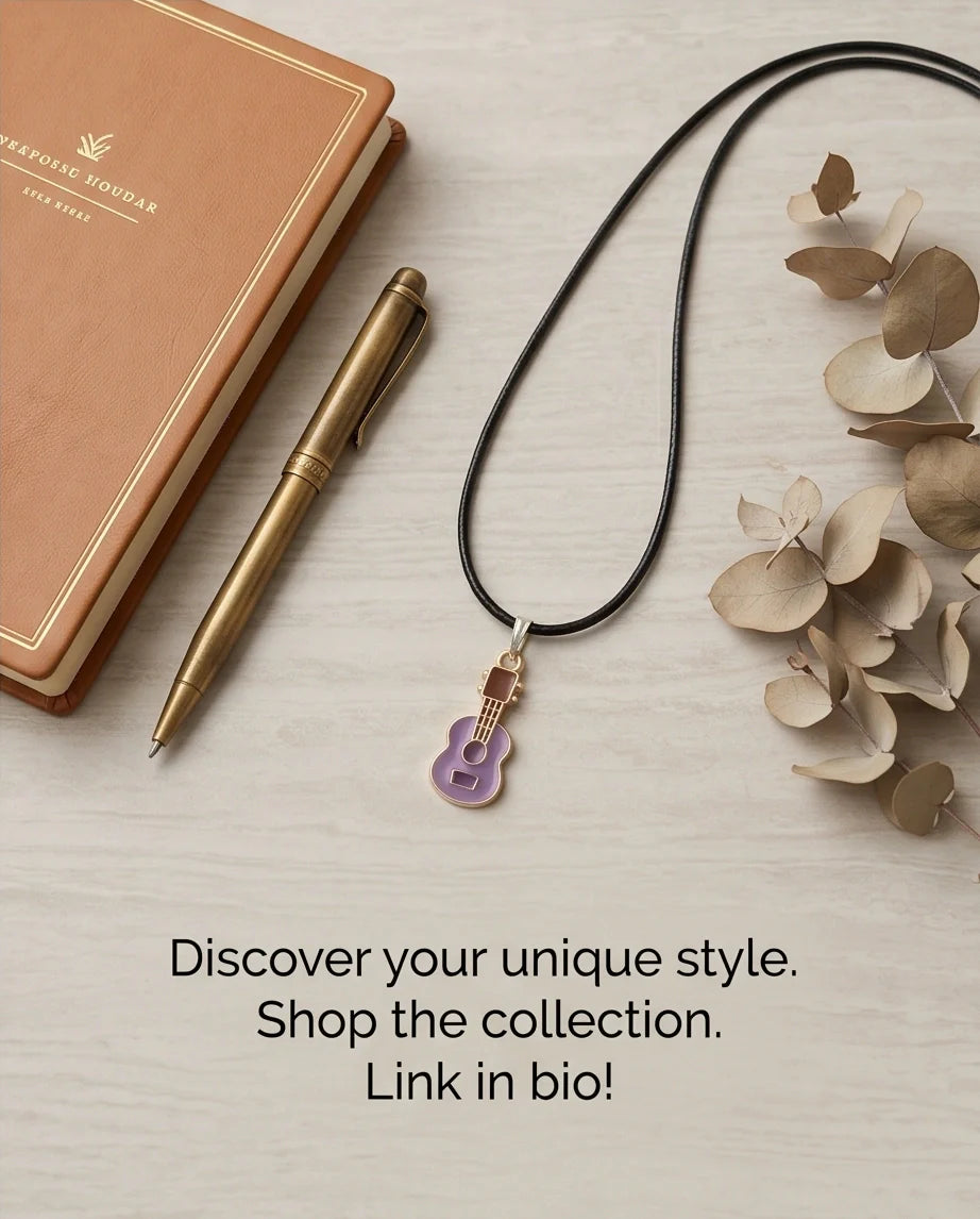 Gold and Purple Acoustic Guitar Necklace