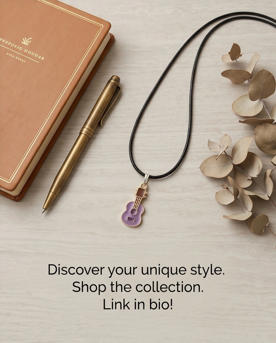 Gold and Purple Acoustic Guitar Necklace