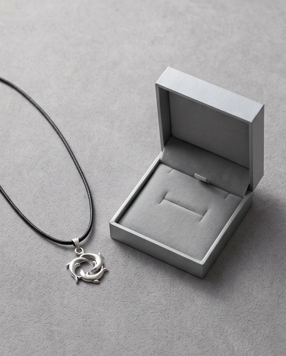 Silver Dolphin Circle Necklace
