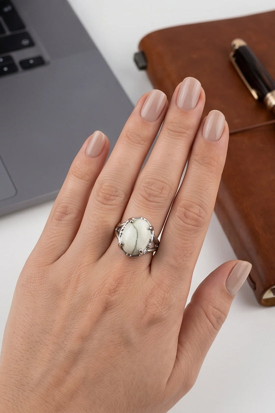 White Canyon Howlite Statement Ring