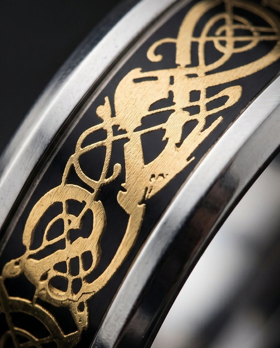 Gold Celtic Dragon Knot Band Ring