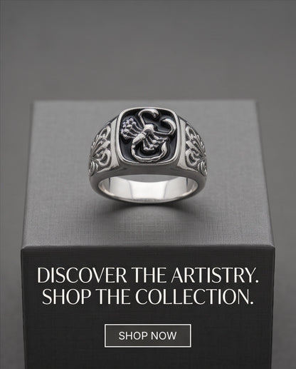 Black Enamel Scorpion Silver Ring