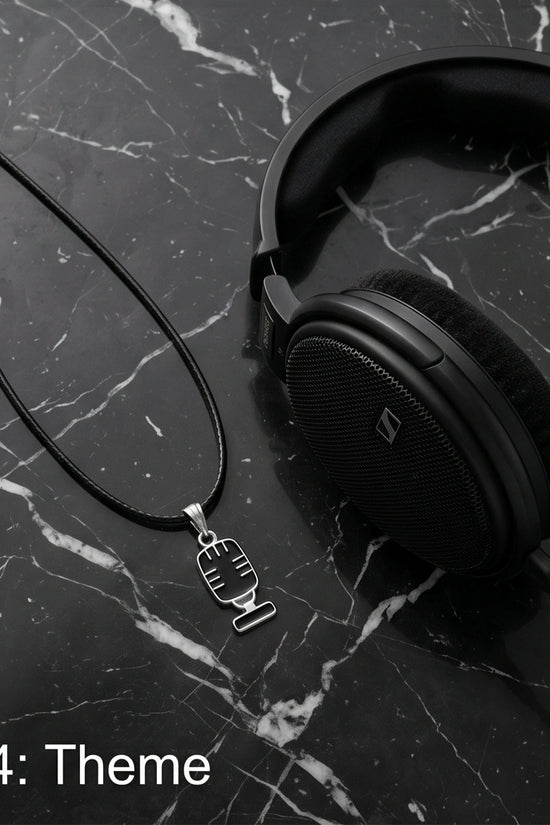 Silver Retro Black Microphone Necklace