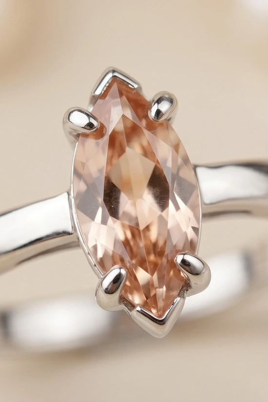 Sterling Silver Champagne Marquise Cut Solitaire Ring