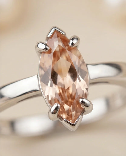 Sterling Silver Champagne Marquise Cut Solitaire Ring