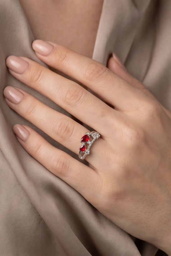 Crimson Dual Pear Vine Ring