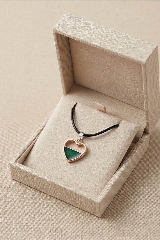 Gold and Green Geometric Heart Necklace