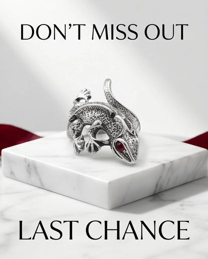 Ruby-Eyed Sculpted Lizard Wrap Ring