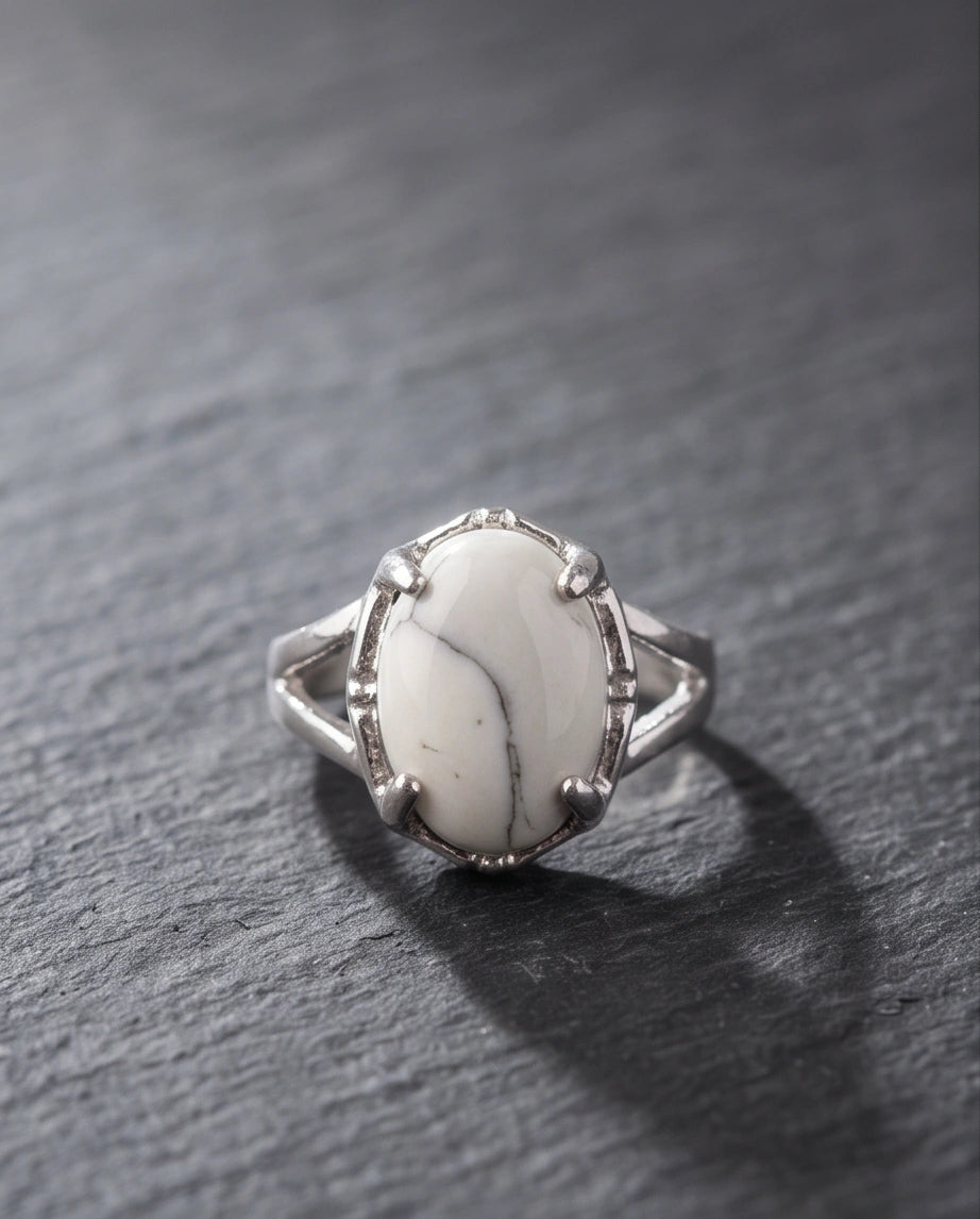 White Canyon Howlite Statement Ring