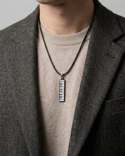 Black and White Piano Key Vertical Necklace
