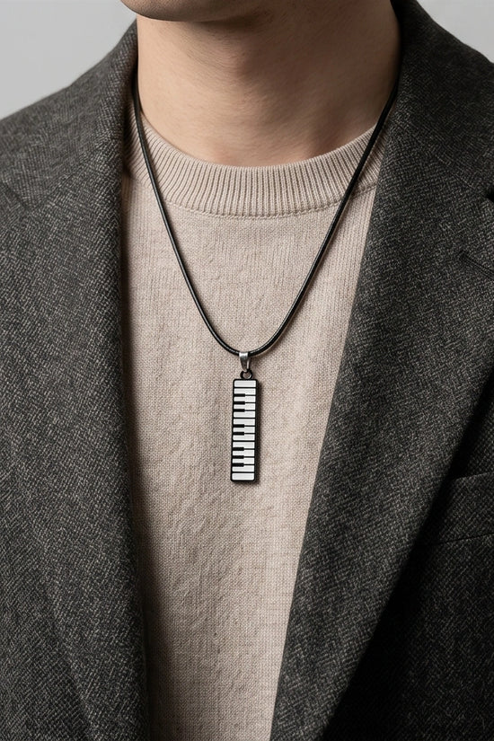 Black and White Piano Key Vertical Necklace