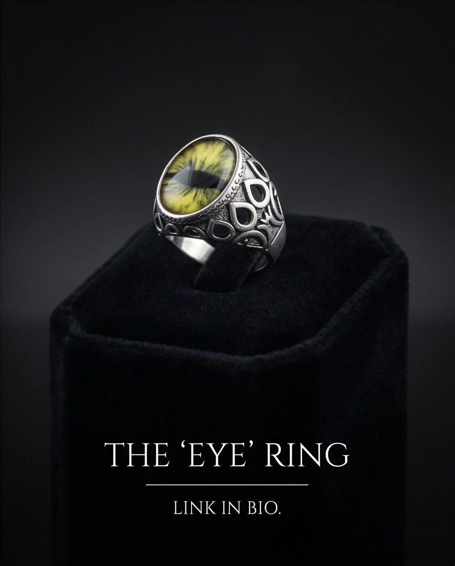 Vintage Sterling Silver Gothic Owl's Eye Statement Ring