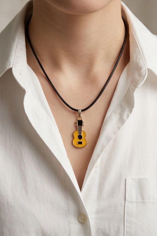 Gold and Yellow Acoustic Guitar Necklace
