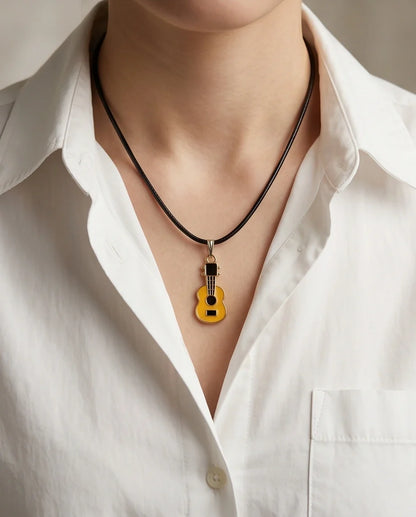 Gold and Yellow Acoustic Guitar Necklace