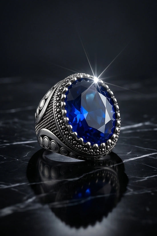 Imperial Cobalt Sapphire Signet Ring