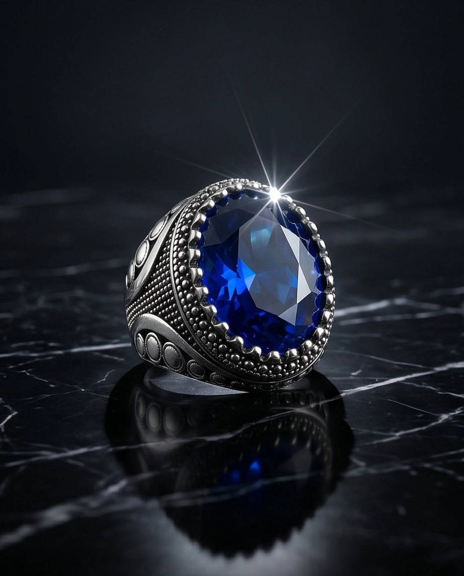 Imperial Cobalt Sapphire Signet Ring