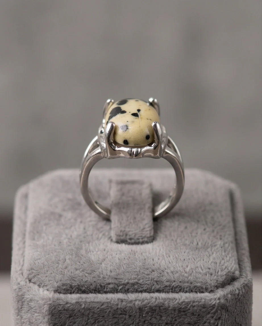 Wild Splendor Dalmatian Jasper Ring