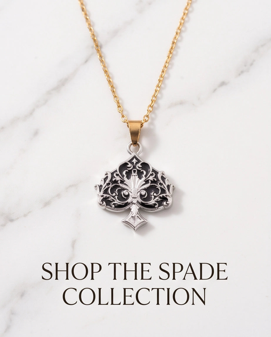 Silver Filigree Ace of Spades Pendant Necklace