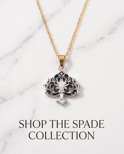 Silver Filigree Ace of Spades Pendant Necklace