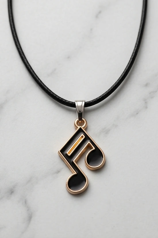 Gold and Black Sixteenth Note Necklace