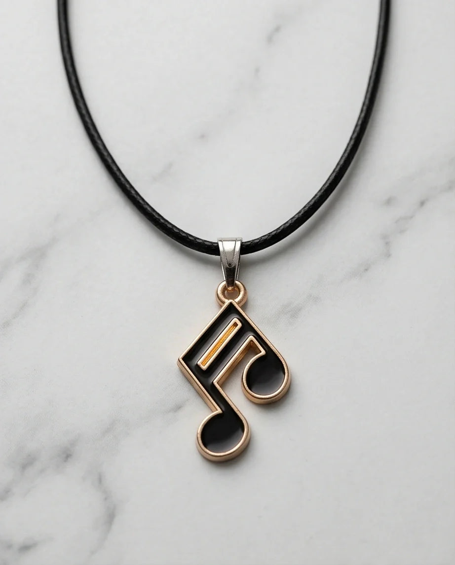 Gold and Black Sixteenth Note Necklace