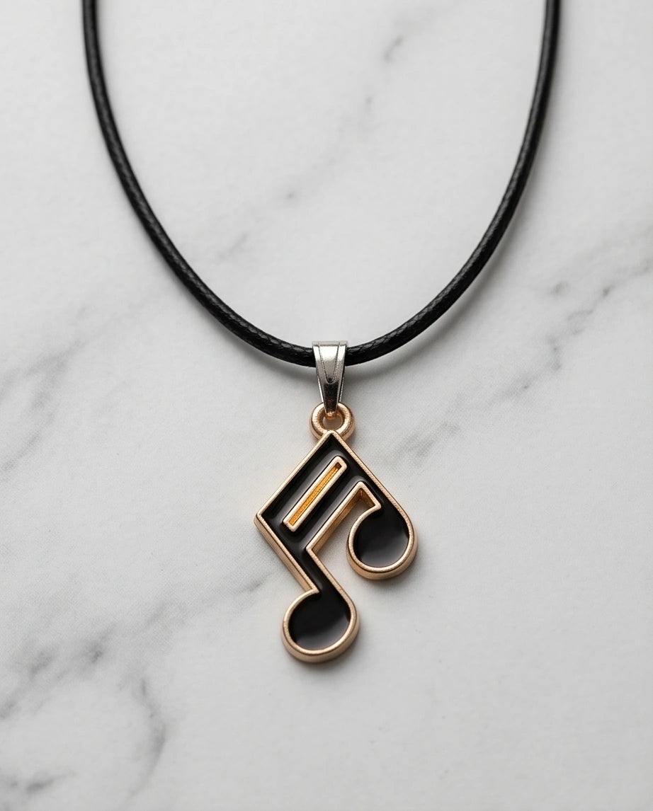 Gold and Black Sixteenth Note Necklace