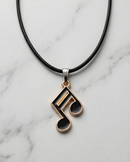 Gold and Black Sixteenth Note Necklace