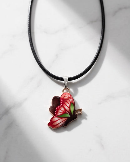 Red & Black Butterfly Cord Necklace
