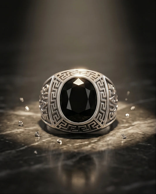 Vintage Black Onyx Military Signet Ring