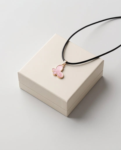 Soft Pink Butterfly Cord Necklace