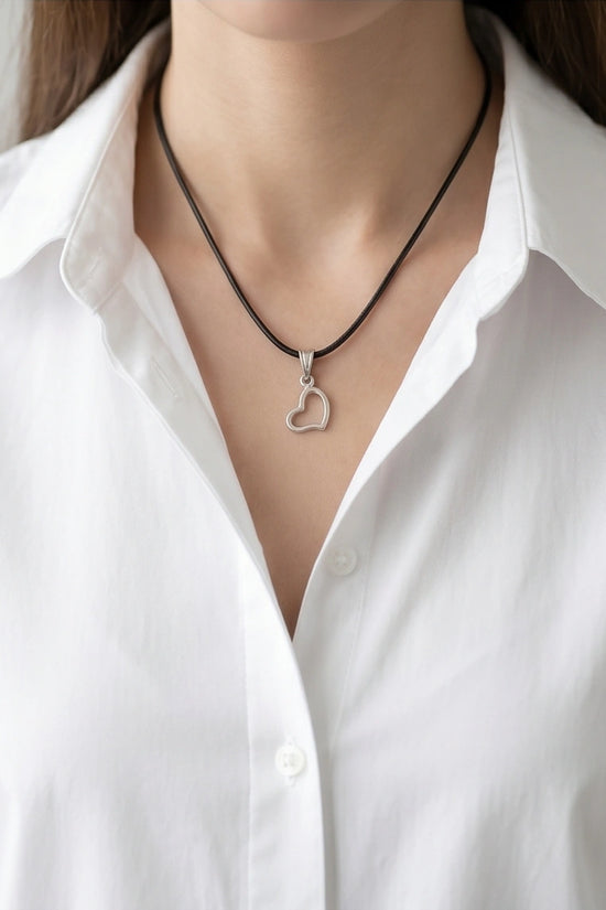 Silver Minimalist Open Heart Necklace