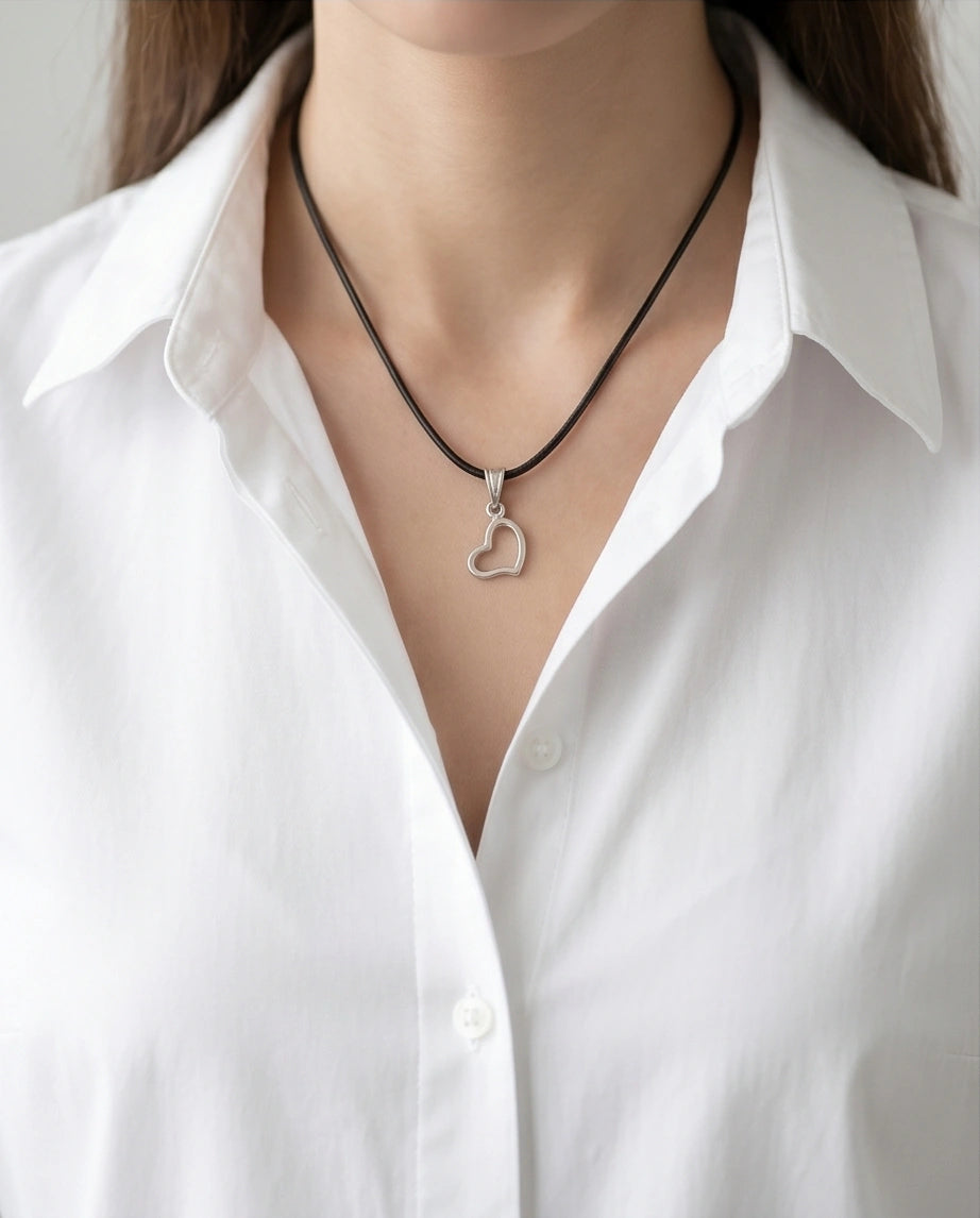 Silver Minimalist Open Heart Necklace