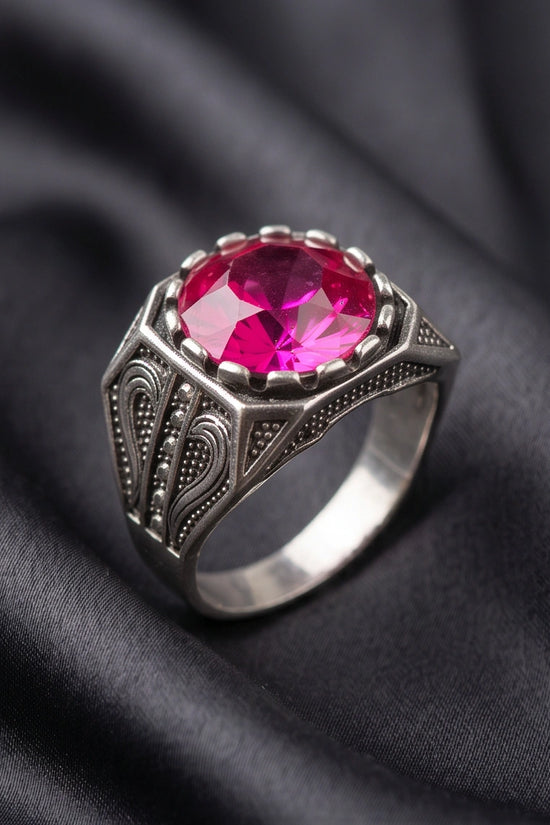 Crimson Shield Ruby Signet Ring